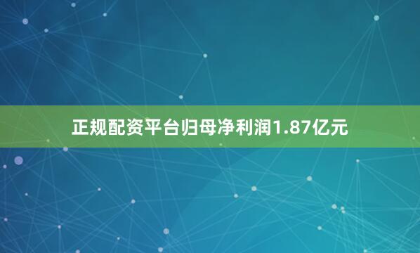 正规配资平台归母净利润1.87亿元